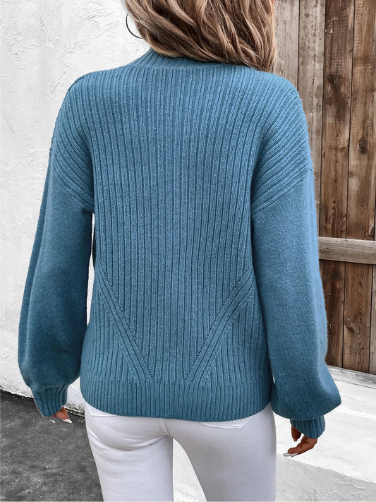 Pull cardigan à col montant de couleur unie