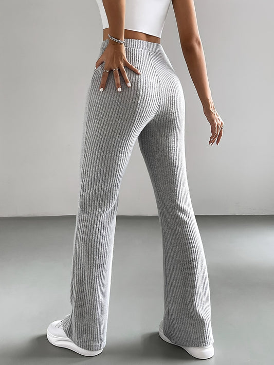 Ribbed Knit Bell-Bottom Trouser