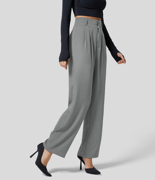 High-Waist Straight-Leg Trousers