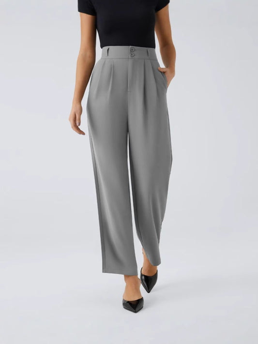 High-Waist Straight-Leg Trousers