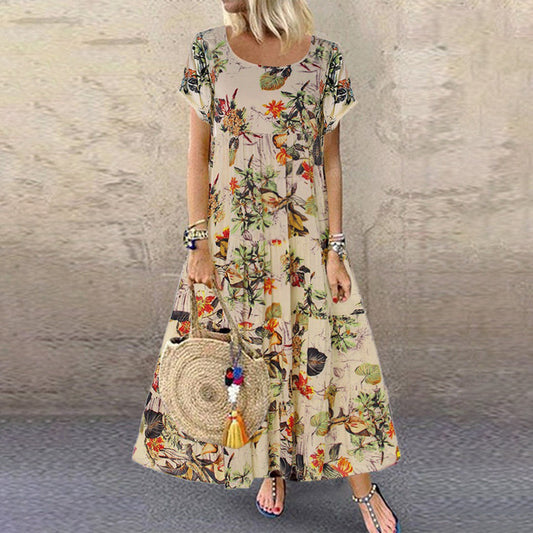 LUCIE Robe longue vintage à motif floral