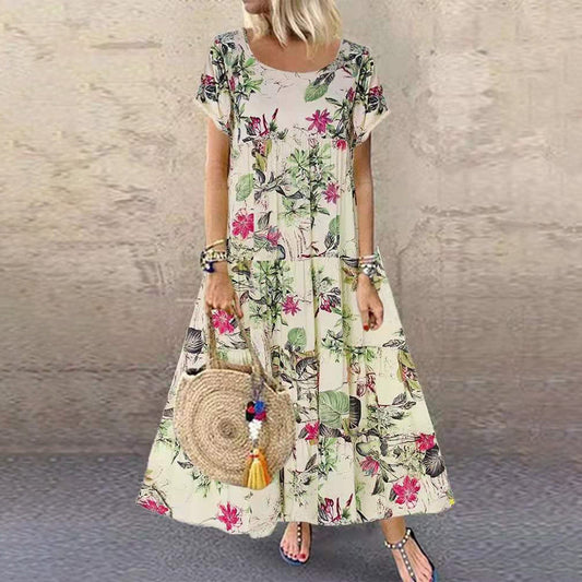 LUCIE Robe longue vintage à motif floral