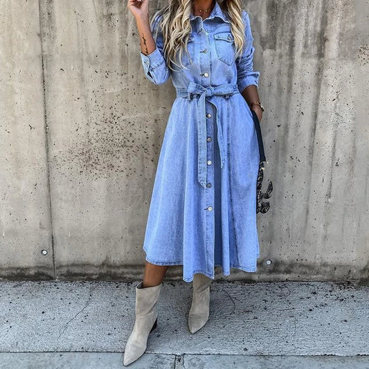 Kaitlyn Robe Décontractée en Jean Bleu