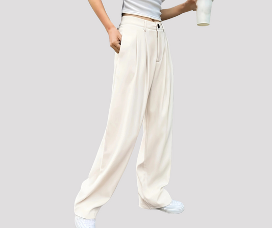 Wide-Leg Straight Casual Suit Trousers