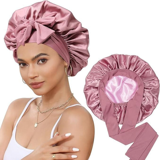 SimplyHer Double Layer Hair Bonnet with Magic Tie Band